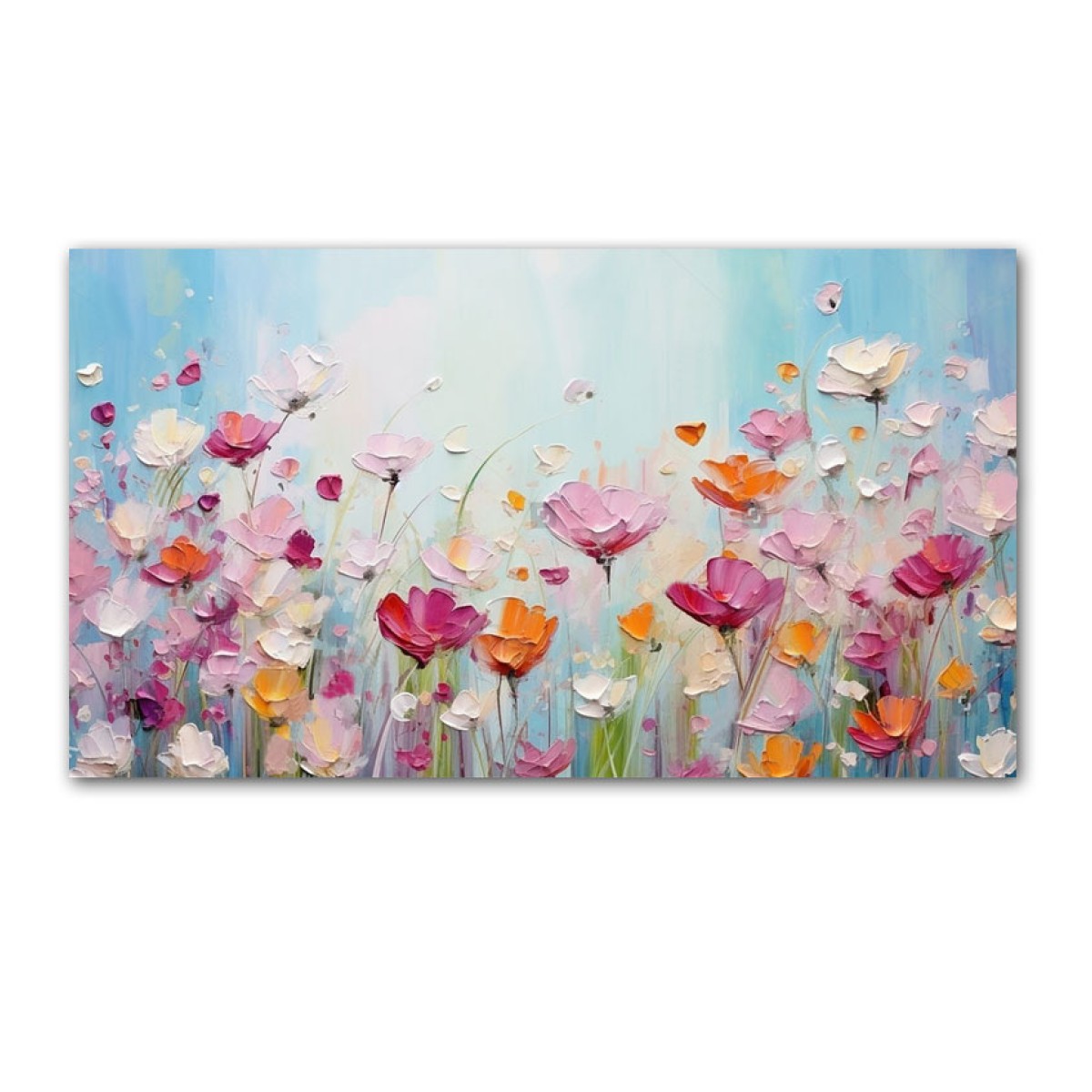 Colorful Wildflowers 3d Heavy Textured Partial Oil Painting